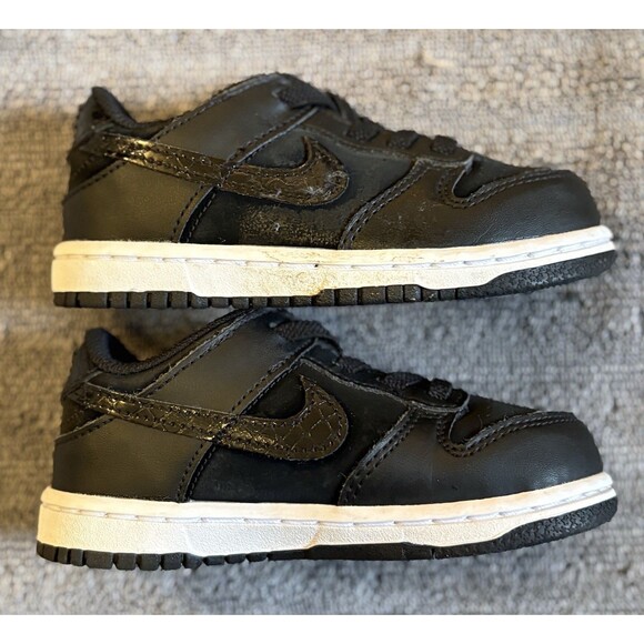 Nike Dunk Low SE Black Croc (TD) Size 8C FV7474-001 - Picture 1 of 6